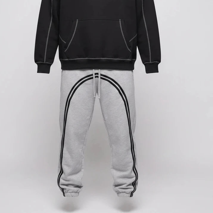 Contrast-Stitched Boxy Fleece Hoodie