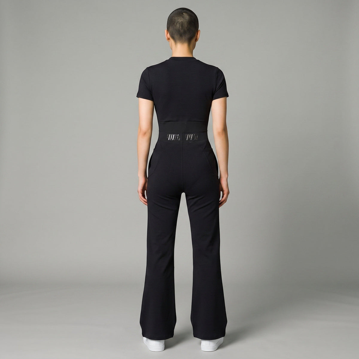 Women’s Flared Leg Quarter-Zip Jumpsuit for Casual Wear