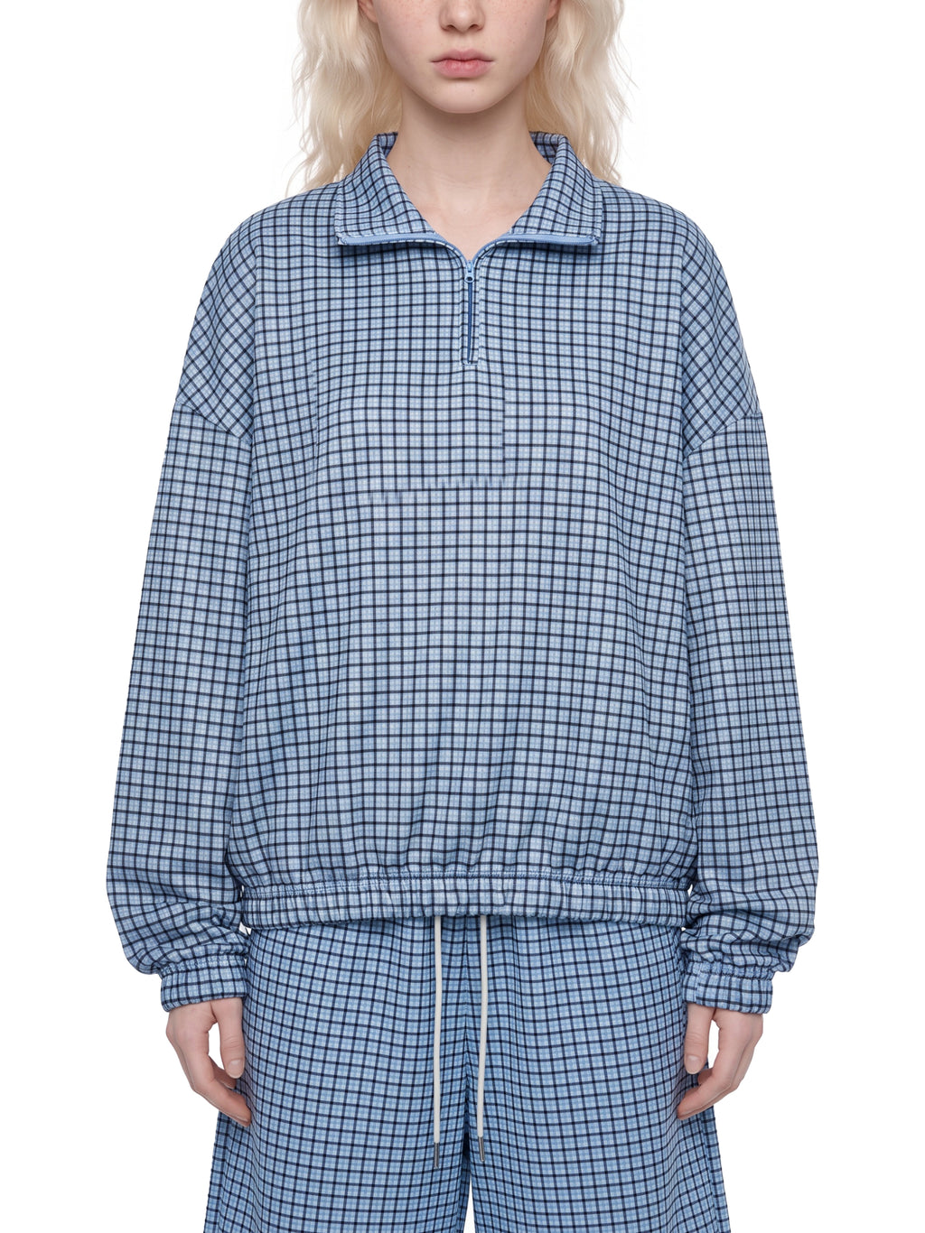 Unisex Plaid Quarter-Zip Sweatshirt
