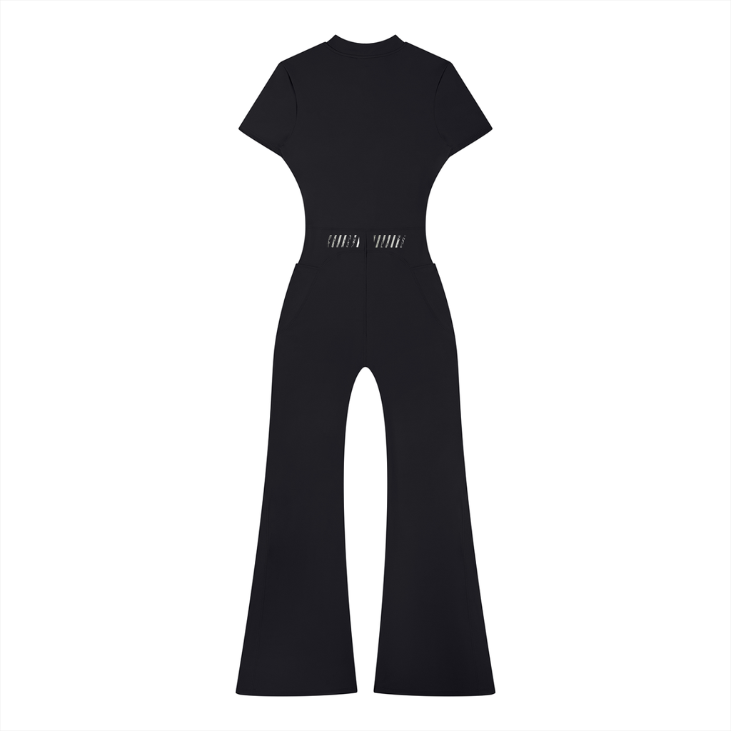 Women’s Flared Leg Quarter-Zip Jumpsuit for Casual Wear