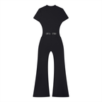 Women’s Flared Leg Quarter-Zip Jumpsuit for Casual Wear