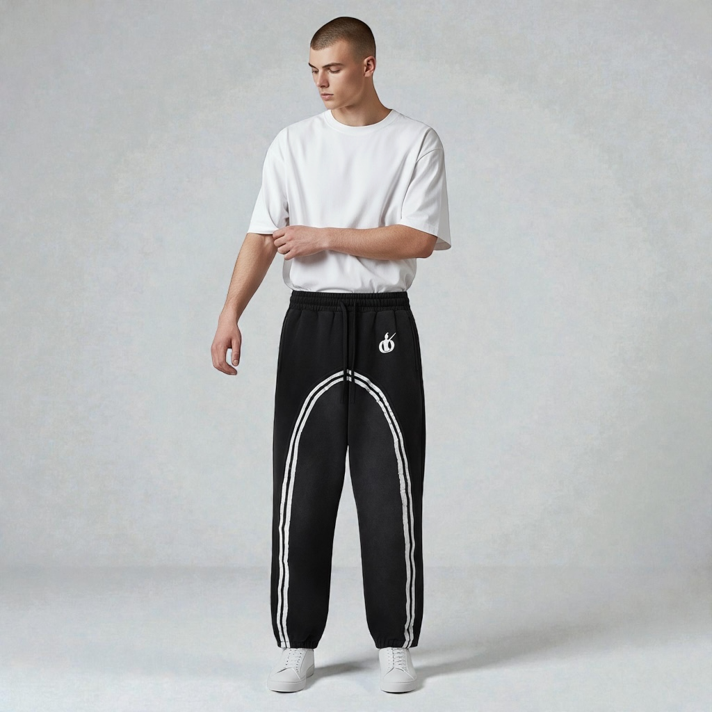 MONROE STORE Athletic Track Pants with Side Stripe Detail