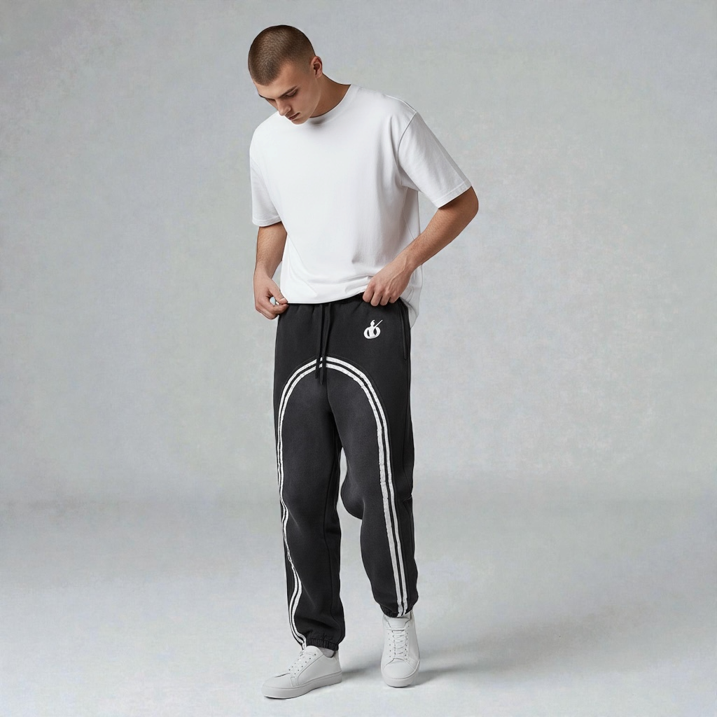MONROE STORE Athletic Track Pants with Side Stripe Detail