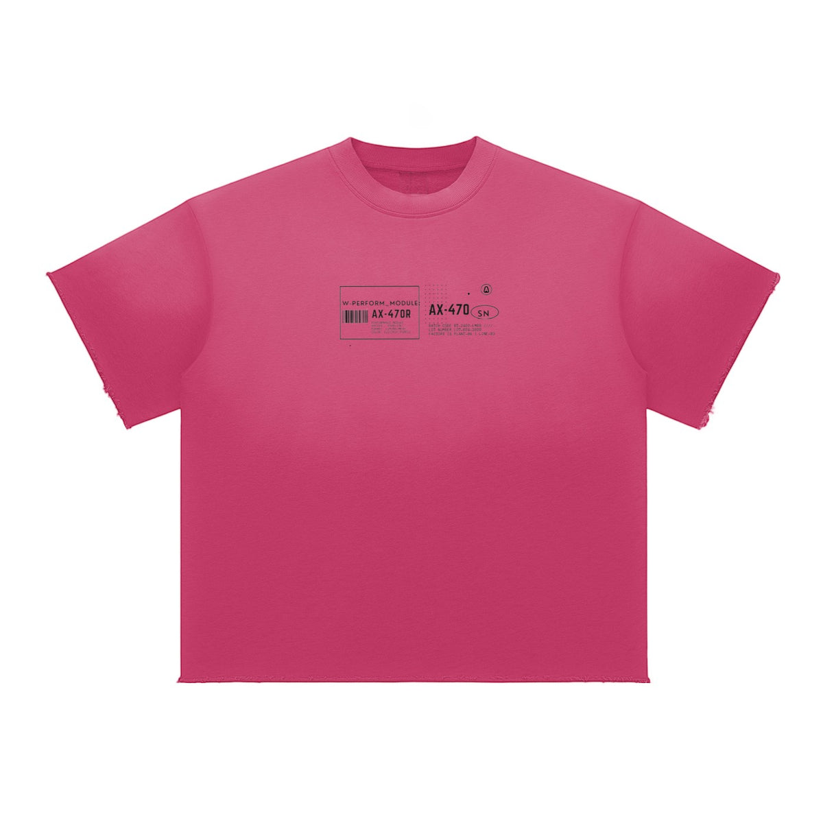 Camiseta unisex MONROE STORE de algodón rosa con cuello redondo, corte holgado, hombros caídos y borde sin rematar.