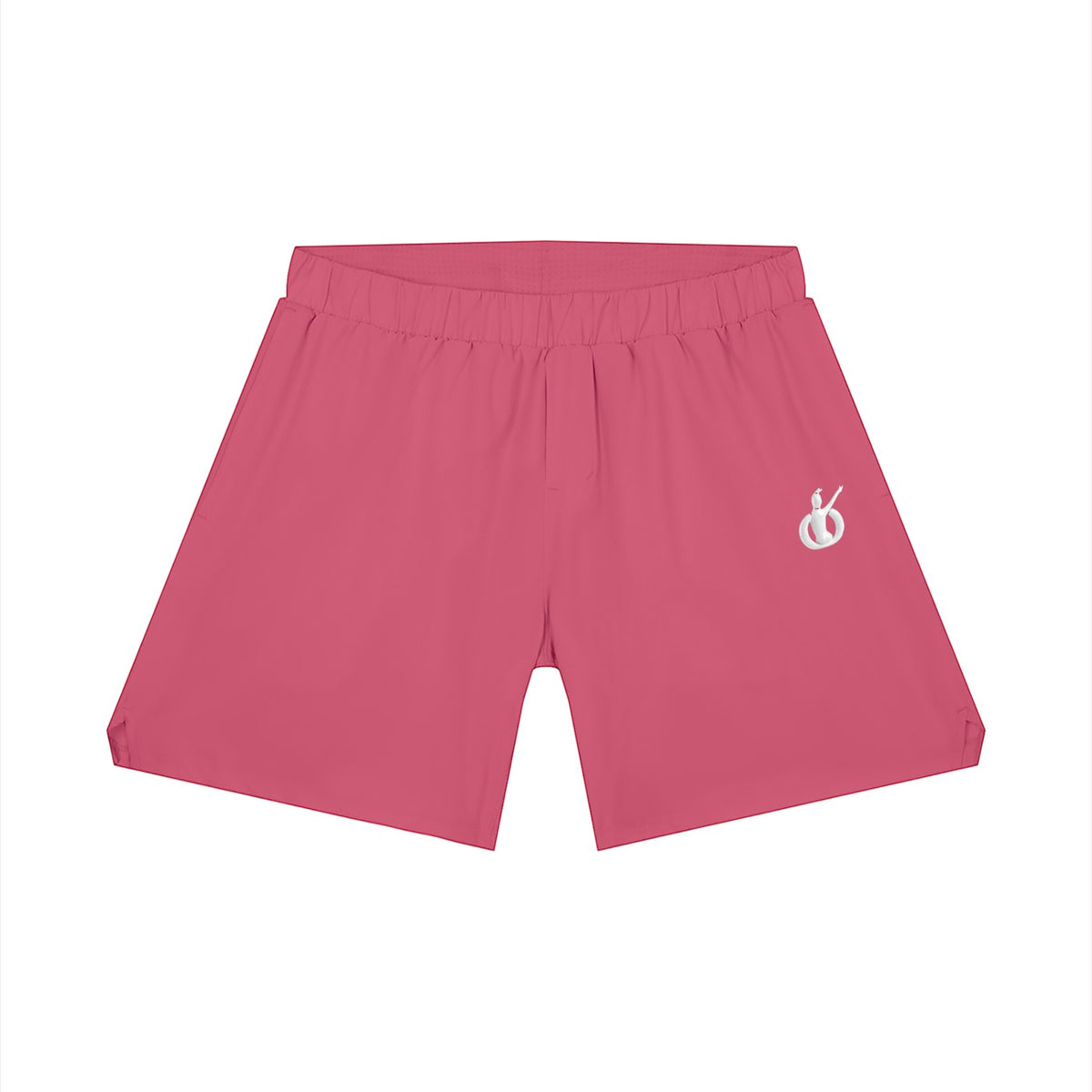 Pantalones cortos deportivos MONROE STORE de color rosa intenso con ajuste holgado y logo blanco en la pierna