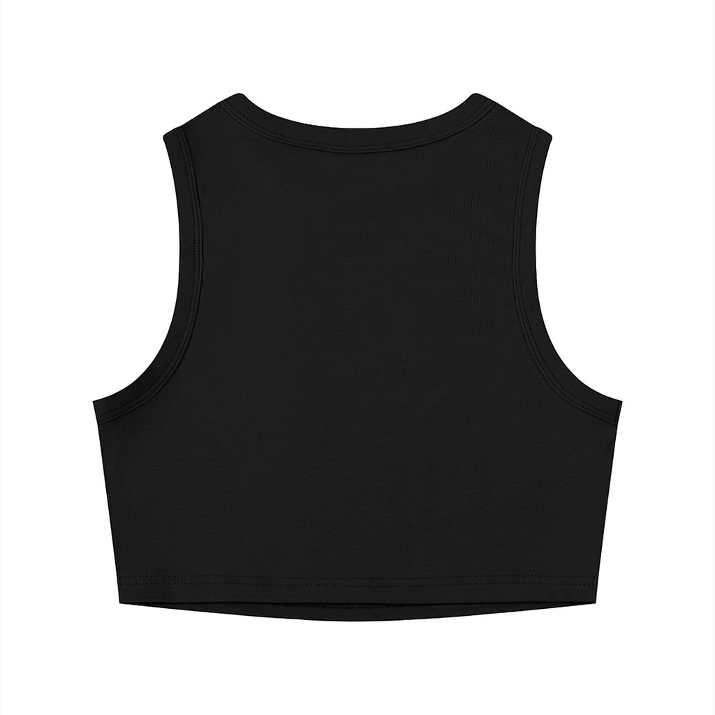 Top corto negro de MONROE STORE con cuello redondo y diseño ajustado sin mangas en tejido de rayón y elastano