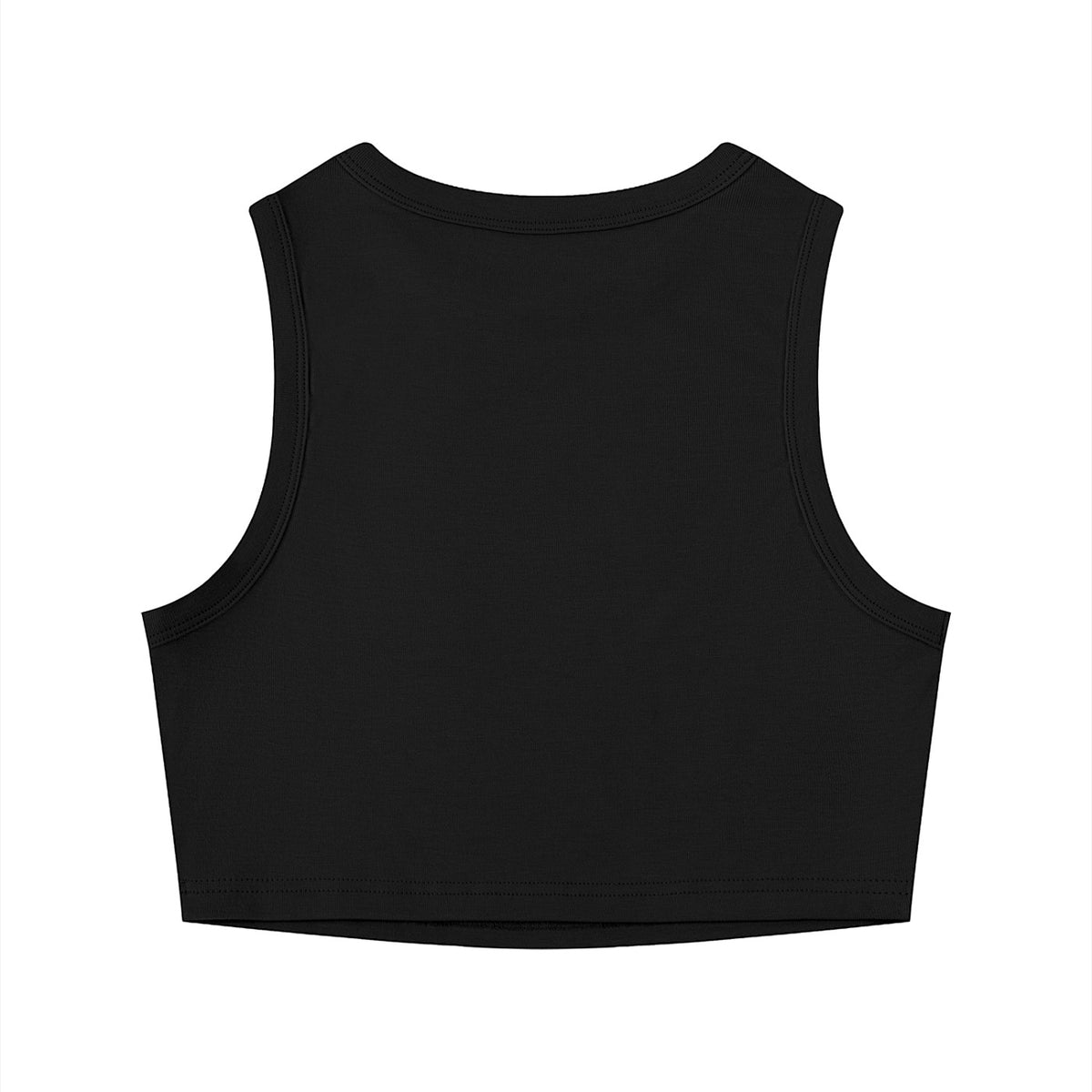 Top corto negro de MONROE STORE con cuello redondo y diseño ajustado sin mangas en tejido de rayón y elastano